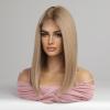 Gucagle Blonde Wigs for Women 13x6 Lace Front Shoulder Length Straight Heat Synthetic Wig Looking 18 Inch Golden Hair for Daily Special Occasions view 1