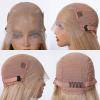 Gucagle Blonde Wigs for Women 13x6 Lace Front Shoulder Length Straight Heat Synthetic Wig Looking 18 Inch Golden Hair for Daily Special Occasions view 4