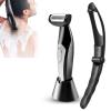 Gucagle Electric Back Hair Trimmer Powerful Men Full Body Hair Shaver Trimmer Detachable Foldable Handle Wet Dry Use Charging Dock Black 19cm view 3