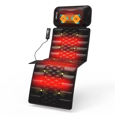 The Heated Shiatsu Full Body Massage Mat, Whole Body Vibration Back Massage Bed with 10 Vibrating Motors & 9 Massage Modes for Head Neck Waist & Legs