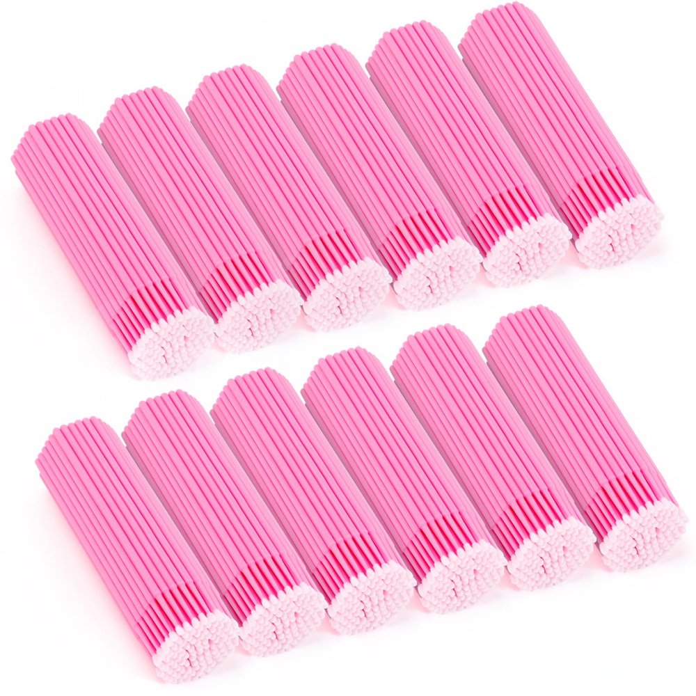 Gdotmely 1200 Pcs Disposable Micro Applicator Brush, Mascara Wands, Pink