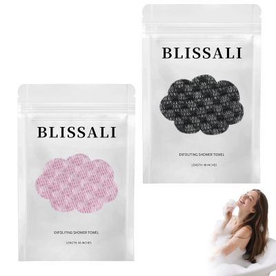 Blissal Exfoliating Shower Towel, 2-in-1 Exfoliating Towel, Premium Scrub Wash Cloth for Body Face, Blissal exfoliating Towels-Body Scrubber with 2 Sides for All Skin Types (Black+Pink)