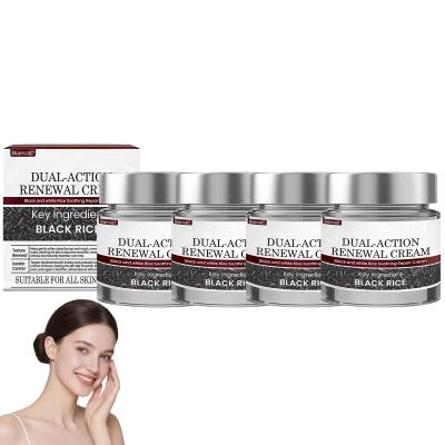 AEEHFENG Dual-Action Renewal Cream, Professional Skin Repair Cream, Black And White Rice Soothing Repair Cream-50g, Anti-Aging, Hydrating, Natural Ingredients for All Skin Types (4 Bottle)