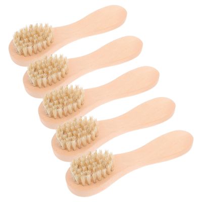 ADOCARN 5pcs Ultra-Soft Manual Facial Cleansing Brush with Wooden Handle Deep Pore Exfoliating Face Scrubber for Daily Skin Care Portable Home Facial Brush for Firm Radiant Complexion