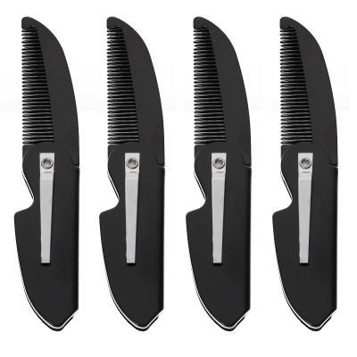 ADOCARN 4Pcs Portable Folding Beard Comb Ergonomic Pocket Hair Styling Tools for Men Travel Grooming No Skin Irritation Practical Mustache and Beard Shaping Accessories