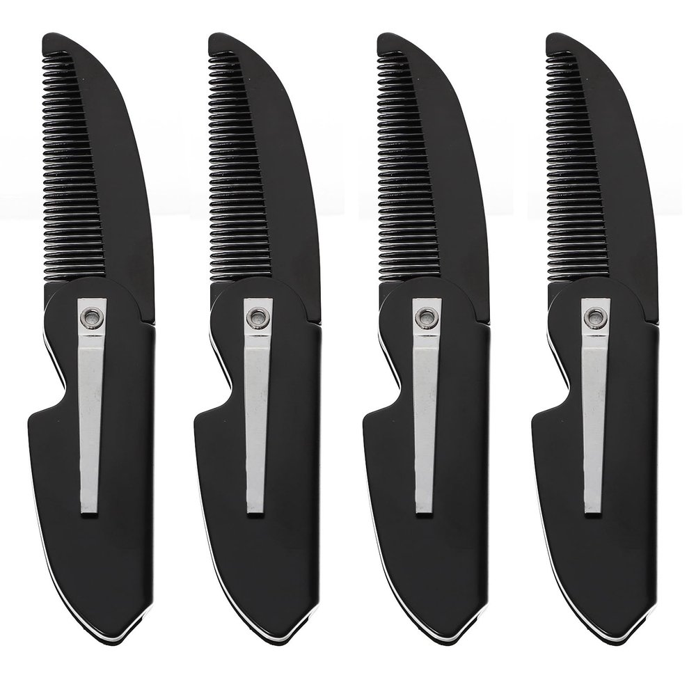 ADOCARN 4Pcs Portable Folding Beard Comb Ergonomic Pocket Hair Styling Tools for Men Travel Grooming No Skin Irritation Practical Mustache and Beard Shaping Accessories
