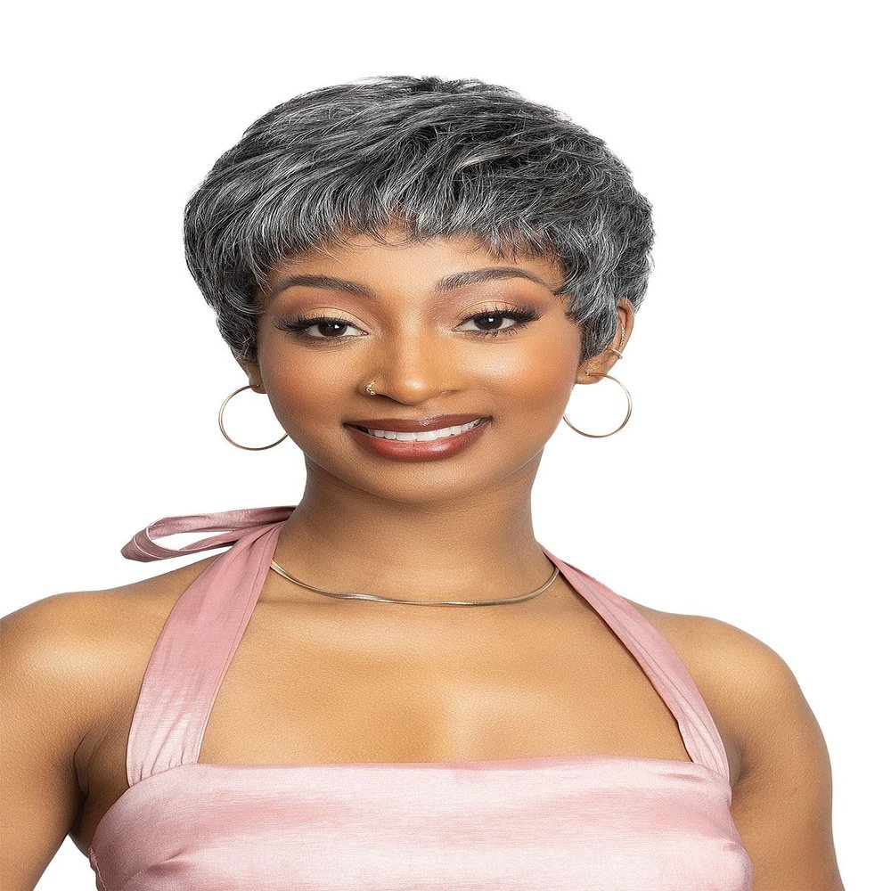 Janet Collection LAVISH Human Hair RAEL Wig Short Layered Pixie Cut, Lightweight & Natural Finish (COLOR 1B)