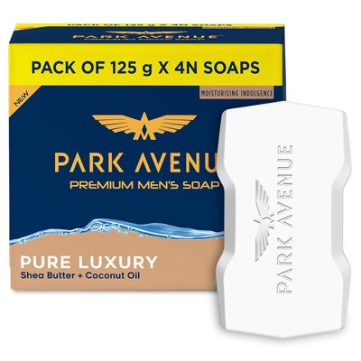 P. ar. k A. ven. ue Pr. em. iu. m Men's Pure Luxury Soap With Shea Butter and Coconut Oil, Moisturising Indulgence, 125g x 4N Pack