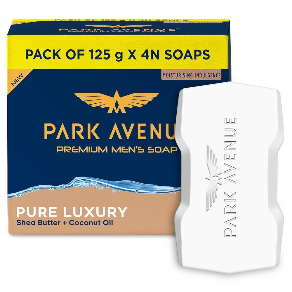 P. ar. k A. ven. ue Pr. em. iu. m Men's Pure Luxury Soap With Shea Butter and Coconut Oil, Moisturising Indulgence, 125g x 4N Pack