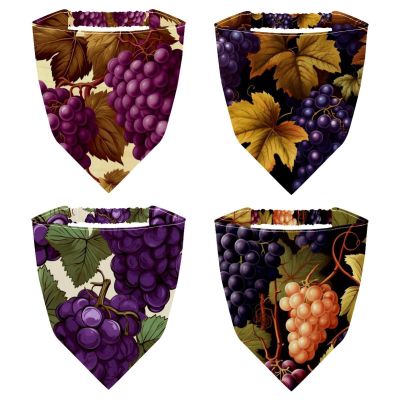 RODAILYCAY Grape 4 Pack Hair Scarfs, Elastic Hair Scarf Headband, Triangle Kerchief, Head Hairband Bandanas