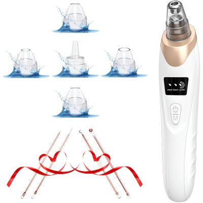Blackhead Remover Pore Vacuum Kit -Blackhead Extractor Tool with 3 Adjustable Suction Levels, 5 Probes, USB Rechargeable, Suitable for Women and Men(White)