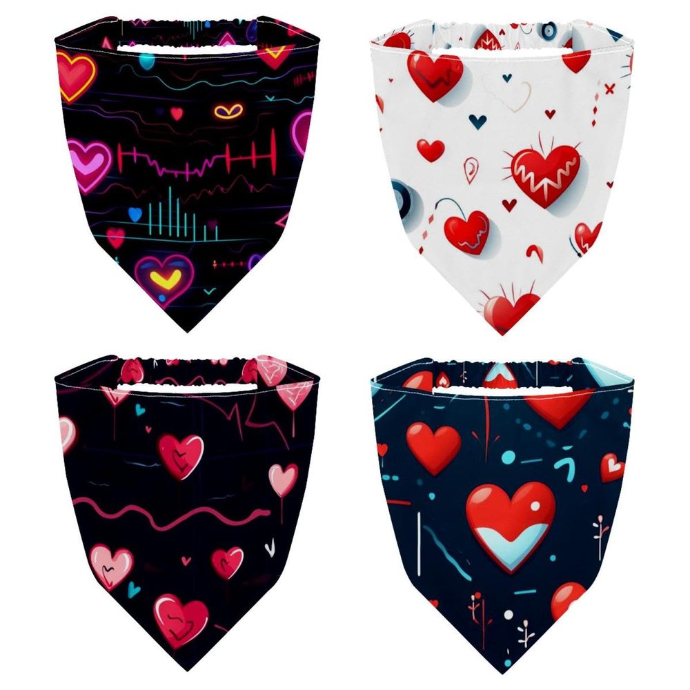RODAILYCAY 4 Pieces Hair Scarf, Chiffon Head Kerchief, Heart Beat Non Slip Triangle Headband Bandana for Women Girls