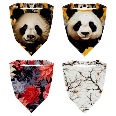 RODAILYCAY 4 Piece Floral Flower Hair Scarf Headband for Women Girls Non Slip Head Covers Elastic Triangle Head Scarf Bandana