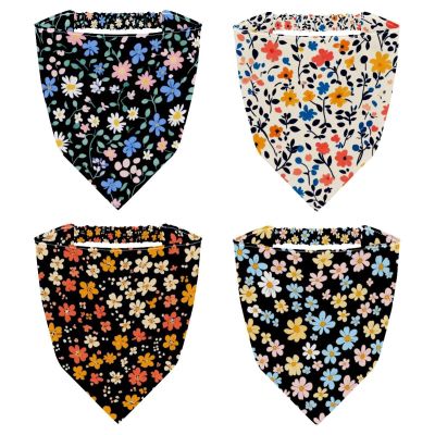 RODAILYCAY 4 Packs Hair Scarfs Headband, Triangle Head Scarves, Little Flower Pattern Non Slip Hairband Bandanas, Head Kerchief for Women Girls