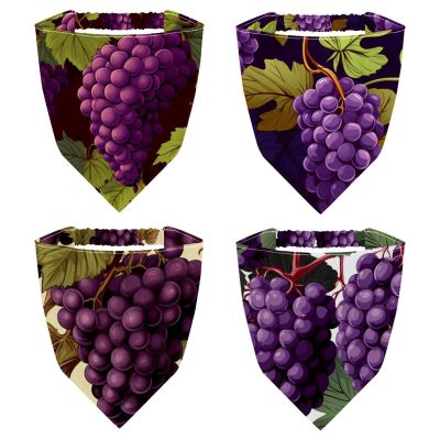 RODAILYCAY 4 Pack Hair Scarf Headband for Women Girls Non Slip Head Covers Grape Elastic Triangle Head Scarf Bandana