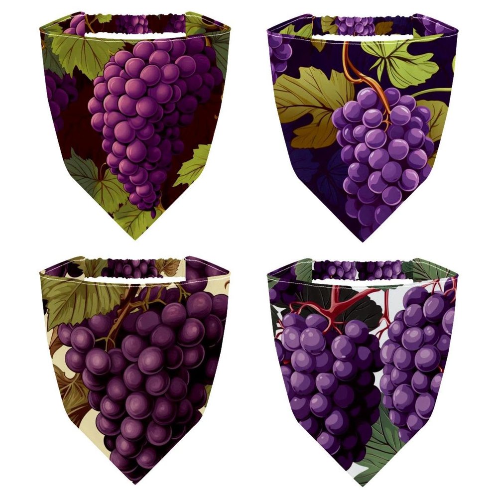 RODAILYCAY 4 Pack Hair Scarf Headband for Women Girls Non Slip Head Covers Grape Elastic Triangle Head Scarf Bandana