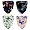 RODAILYCAY 4 PCS Triangle Head Scarf, Chiffon Hair Kerchief, Elastic Hair Scarf Bandanas for Women Girls, Green Butterfly and Flower Pattern view 1
