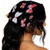 RODAILYCAY 4 PCS Triangle Head Scarf, Chiffon Hair Kerchief, Elastic Hair Scarf Bandanas for Women Girls, Green Butterfly and Flower Pattern view 2