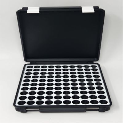 3D Printed - 3ml Vial Storage Case - Freezer Safe Hard Shell Peptide Case for Home, Fridge, Travel (Black/White, 100 3ml Vials)
