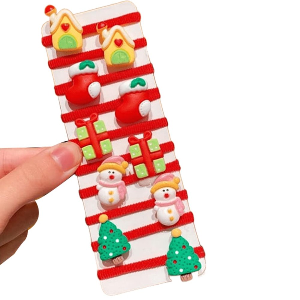 10pcs/Set Cute Christmas Hair Scrunchies, Ideal For Holiday Hairstyles, 2026 Christmas Hair Ties for Girls, Santa Claus, Snowman, Reindeer, Xmas Tree Cute Ponytail Holders (B)