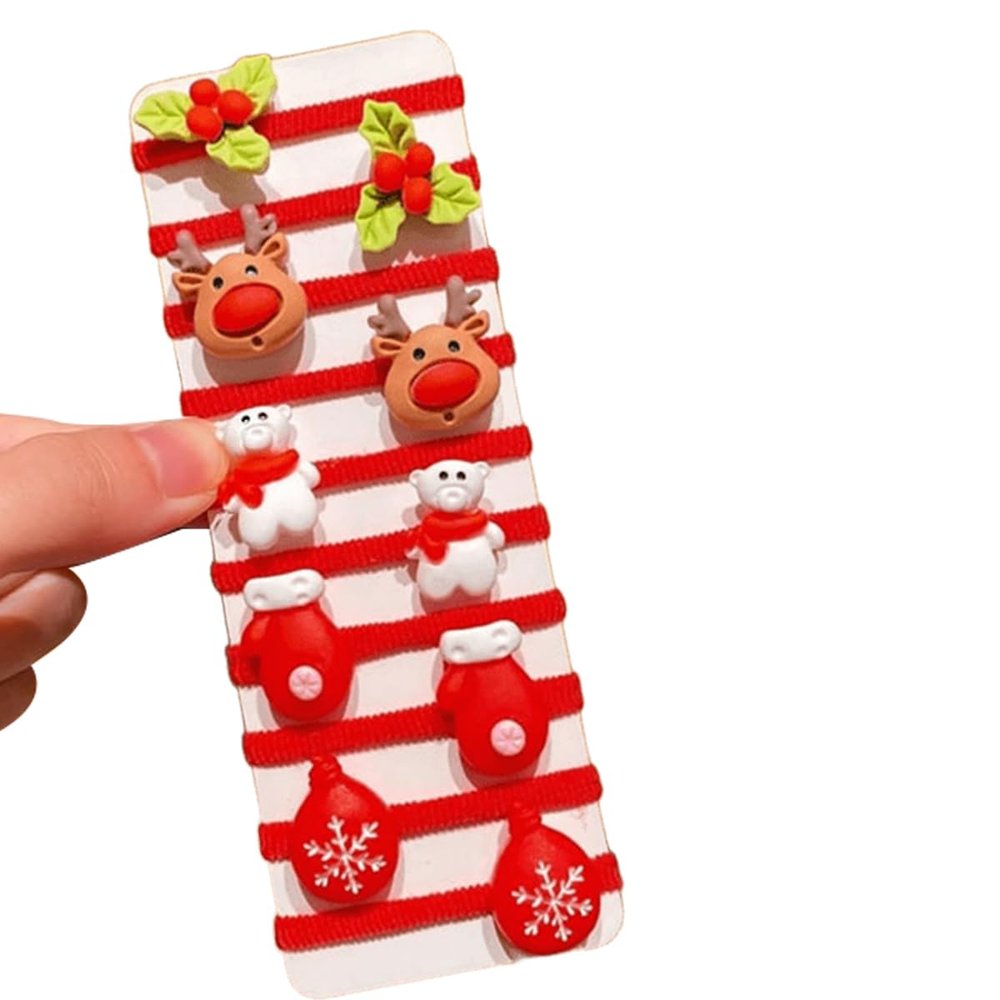 10pcs/Set Cute Christmas Hair Scrunchies, Ideal For Holiday Hairstyles, 2026 Christmas Hair Ties for Girls, Santa Claus, Snowman, Reindeer, Xmas Tree Cute Ponytail Holders (D)