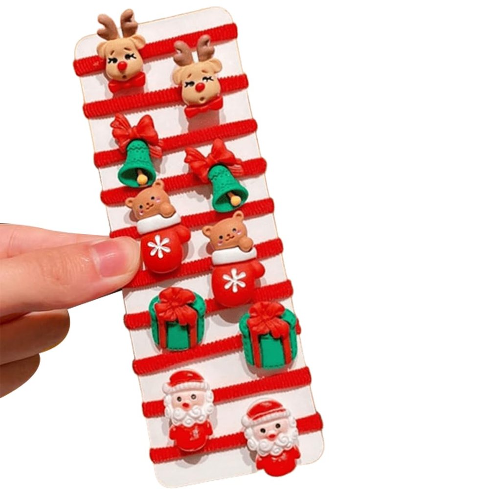 10pcs/Set Cute Christmas Hair Scrunchies, Ideal For Holiday Hairstyles, 2026 Christmas Hair Ties for Girls, Santa Claus, Snowman, Reindeer, Xmas Tree Cute Ponytail Holders (C)