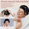 2 PCS Elastic Shower Cap Waterproof Reusable Hair Bath Cap for Women Ladies Girls, Black Marble Abstract Art view 2
