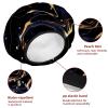 2 PCS Elastic Shower Cap Waterproof Reusable Hair Bath Cap for Women Ladies Girls, Black Marble Abstract Art view 4