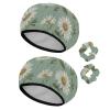 2 PCS Elastic Shower Cap Waterproof Reusable Hair Bath Cap for Women Ladies Girls, White Daisy Florals view 1