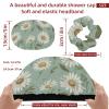 2 PCS Elastic Shower Cap Waterproof Reusable Hair Bath Cap for Women Ladies Girls, White Daisy Florals view 3