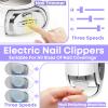 3-in-1 Electric Nail Clipper for Adults & Seniors, 3 Speeds Automatic Nail Clipper & Trimmer with LED Light 360 Rotation Fingernail Clipper with Polisher Rechargeable Nail File for Thick Nails 2.2mm view 4
