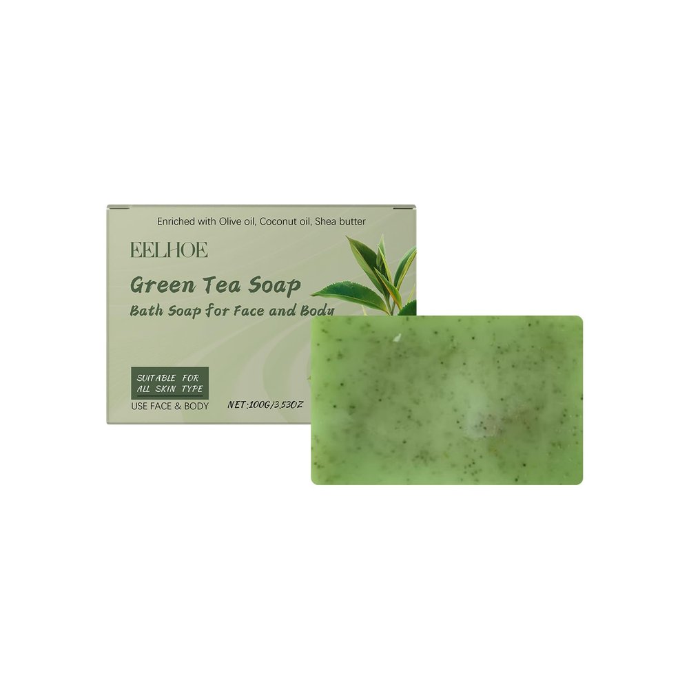Aeviani Natural Glow Bar Soap with Green Tea & Nourishing Oils, Gentle Face & Body Cleanser for All Skin Types, 3.5oz
