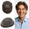 ApexToupees Toupee for Men Hair Systems Full French Lace Hairpiece for Mens Toupee Real Human Hair Replacement System Full Lace Mens Hairpieces 6X9-100% density #330 Dark Brown+30% Gray view 1