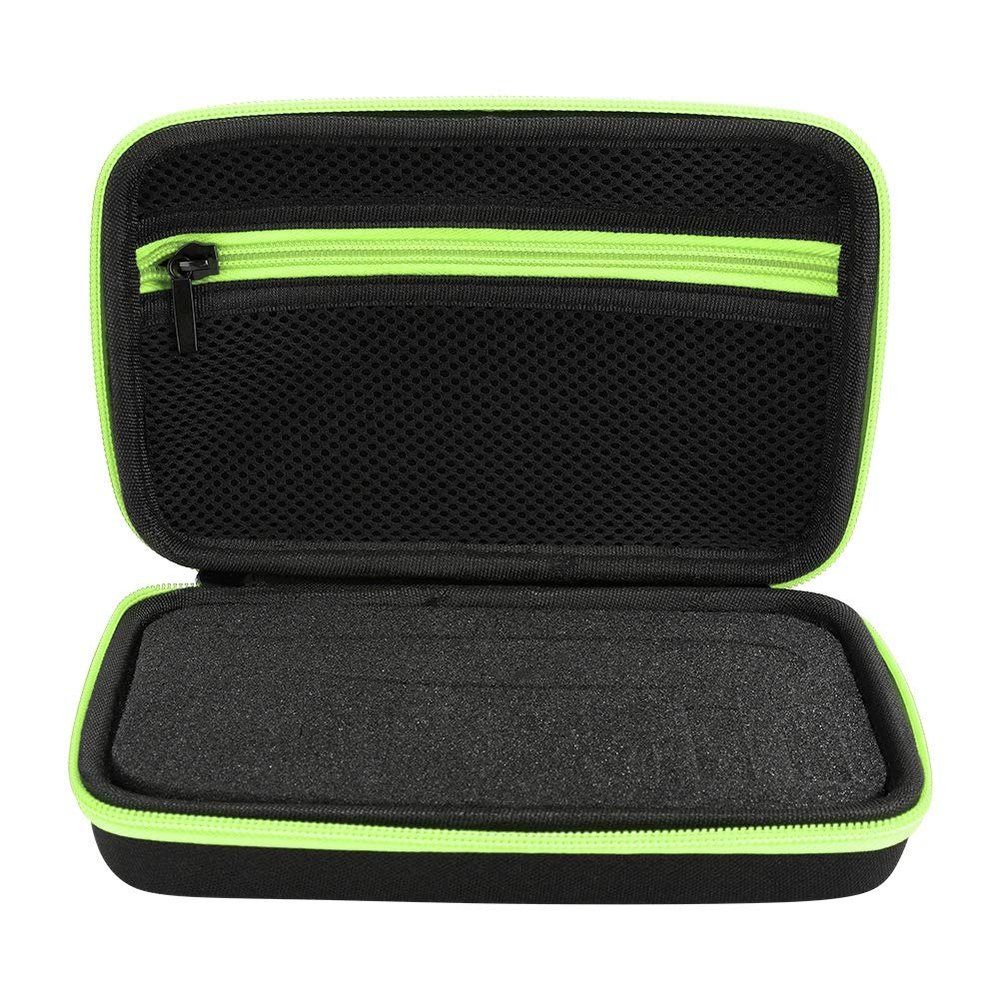 SUNGOOYUE Travel Storage Case for QP2520/90/70, Nylon TPU Shaver Bag, Black GreenRed, 7.87x4.92x2.36 Inch with Mesh Pocket (Black Green)