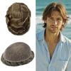 ApexToupees Toupee for Men Hair Systems Full French Lace Hairpiece for Mens Toupee Real Human Hair Replacement System Full Lace Mens Hairpieces 8X10-100% density #730 Very Light Brown+30% Gray view 1