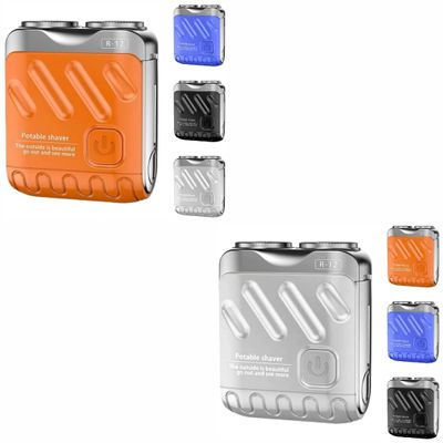 2PCS Portable Rotary Dual Ring Electric Shaver, Premium One-Button Long Lasting Mini Rotary Dual Ring Electric Razor for Men, Compact Travel Razor for Men, Waterproof, One-Button (Orange + Silver)