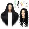 28" Black Hair Mannequin Head with Stand Practice Kit, Cosmetology Mannequin Head with Hair for Braiding, Hair Styling Training Mannequins Head (Black) view 1