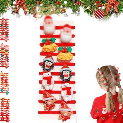 10pcs/Set Cute Christmas Hair Scrunchies, Cute Christmas Ponytail Holders, Holiday Adorable Hair Accessories, Christmas Party Hair Ties for Girls& Women, Soft Elastic Comfortable (10Pcs-C)