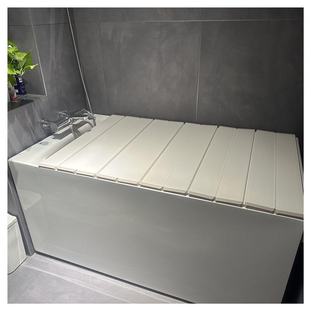 ZGLINMZ Folding Polypropylene Bathtub Cover Dust-Proof Bathtub Tray Shutter Bath Lid, 1cm Thickness Multifunction Insulation Board for Milk Baths Spa(120cmx70cmx1cm)