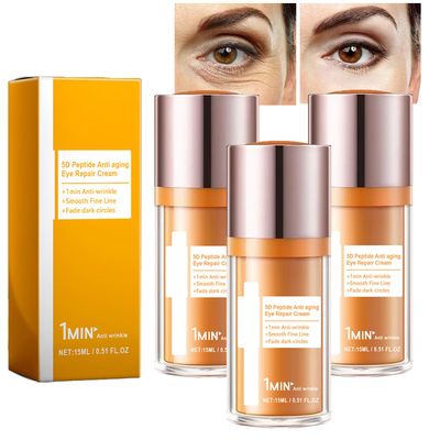 Beauty Crema De Ojos Con Pptidos 5d, 15ml 5d Peptide Eye Cream Serum, Peptides Anti-Aging Eye Repair Cream, Firming Eyecream for Reduce Fine Lines, Dark Circles, Puffiness (3pc)