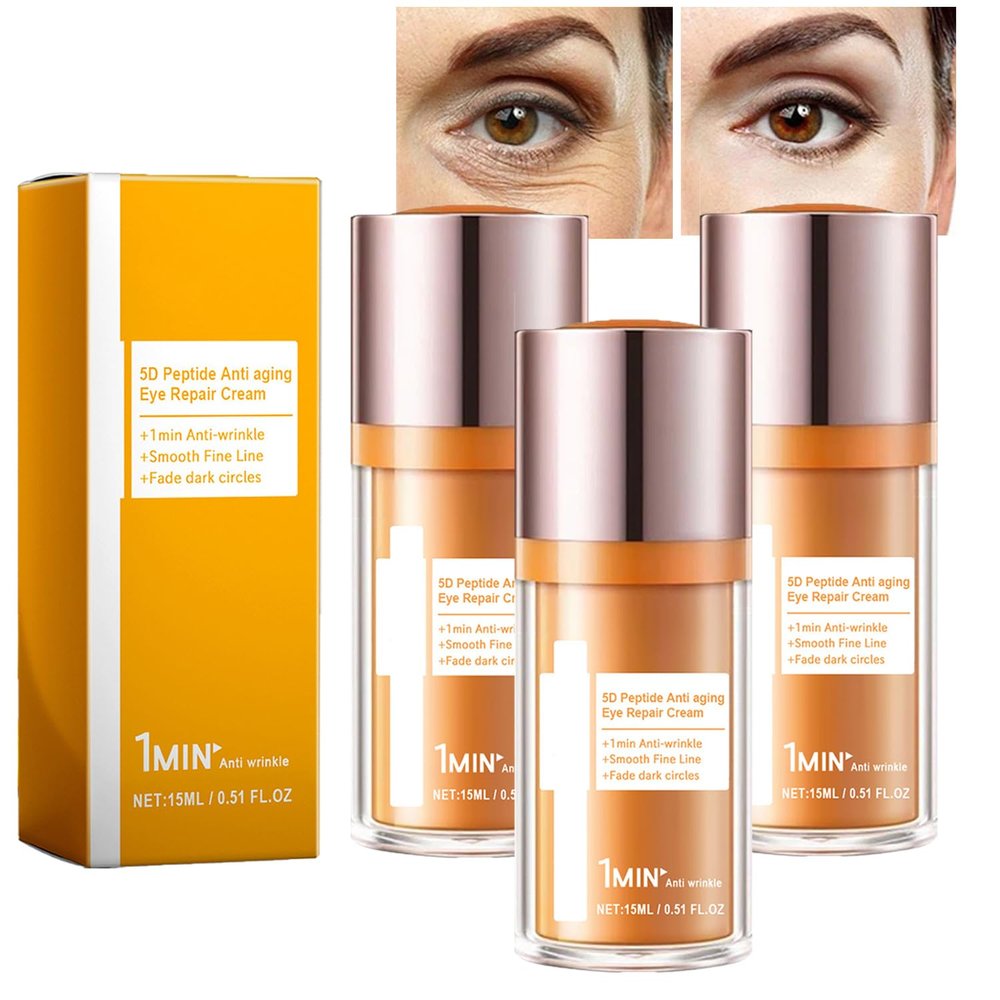 Beauty Crema De Ojos Con Pptidos 5d, 15ml 5d Peptide Eye Cream Serum, Peptides Anti-Aging Eye Repair Cream, Firming Eyecream for Reduce Fine Lines, Dark Circles, Puffiness (3pc)
