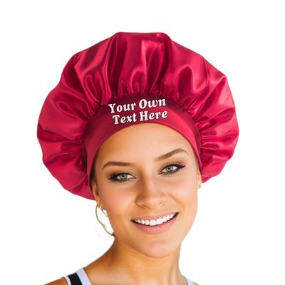 Custom Embroidered Silk Sleep Bonnet for Women Personalized Silk Hair Wrap Night Cap for Curly,Braid,Fine Hair Protection