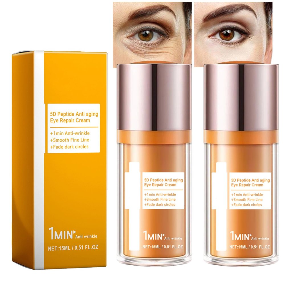 Beauty Crema De Ojos Con Pptidos 5d, 15ml 5d Peptide Eye Cream Serum, Peptides Anti-Aging Eye Repair Cream, Firming Eyecream for Reduce Fine Lines, Dark Circles, Puffiness (2pc)