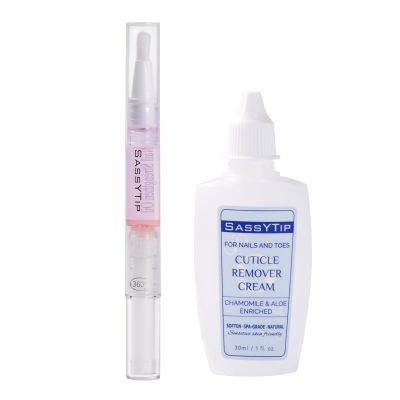 SASSYTIP Dynamic Duo: 15-Second Cuticle Remover Gel + Strengthening Nail Oil Pen. Get Salon-Perfect Nails at Home! Save with This Bundle. (Gel+Rose)