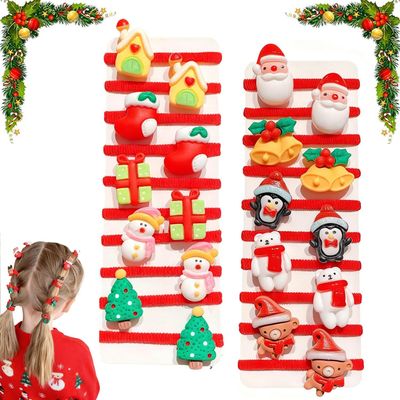 10Pcs/Set Cute Christmas Hair Scrunchies, Cute Christmas Ponytail Holders, Xmas Soft Elastic Hair Ties with Santa Snowman Reindeer, Ideal for Holiday Hairstyles (2pcs, A+B)