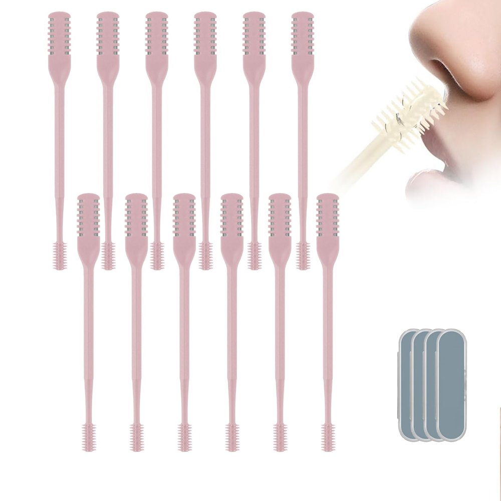 2 in 1 Nasal Hair Cutter for Men, Portable Manual Trimmer Women 360 Rotating Double Sided Nose Knife, rich colors (3 pack) pink 12pcs
