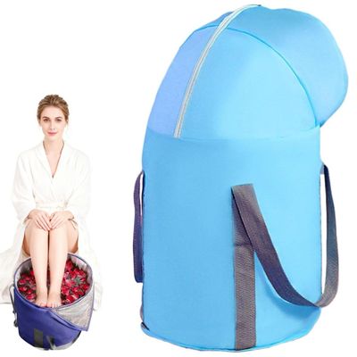Foldable Foot Spa Bath Bag with Knee-Length Cover, Insulated Portable Foot Soaking Tub for Pedicure, Hot Steam Fumigation, Home Travel, Camping & Outdoor Relaxation (Light Blue)