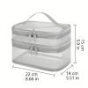 Lkents makeup bag clear Double Layer Makeup Bag Large Capacity with Handle Cosmetic Pouch Portable Travel Organizer Versatile Storage Bag for Travel(Pink) view 2