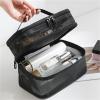 Lkents makeup bag clear Double Layer Makeup Bag Large Capacity with Handle Cosmetic Pouch Portable Travel Organizer Versatile Storage Bag for Travel(Pink) view 4