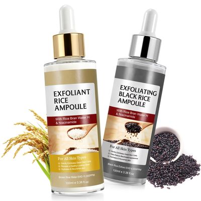 Peel Shot Duo White & Black Rice Exfoliant - Gentle Rice Exfoliator for face and Body, Rice Peel for All Skin Types Skin Care (2PCS, 100ml Each)